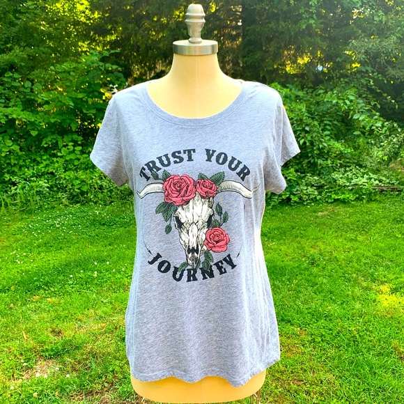 Tops - “Trust Your Journey” Cow Skull Graphic Tee